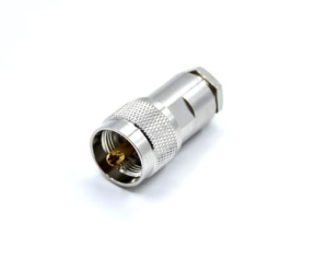 UHF(UC-1/PL-259) wtyk lutowano skręcany na kable typu RF7/CNT300/Aircell 7/5D-FB, izolator teflonowy 