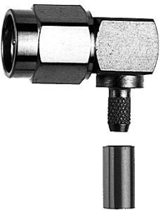 SMA wtyk zagniatany kątowy na kabel RG58/LL195, niklowany (J01150A0099)