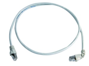 Patchcord ekranowany RJ45/RJ45 90°  S/FTP kat. 6A  , długość 0,5 m, AWG 27/7 izolacja LS0H szary (L00000A0189)