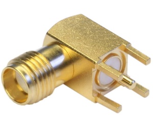 SMA gniazdo kątowe do płytki PCB, złocone  (J01151A0191)
