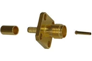 SMA gniazdo zagniatane kołnierzowe 4 otwory, pozłacane na kabel RG174/RG316  (J01151A1011)