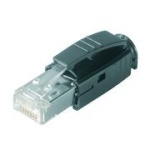 RJ45 wtyk Cat.6A  systemu STX z zaciskiem ekranu i usztywniaczem kabla w kolorze czarnym (J80026A0001)