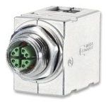 Adapter panelowy kątowy M12 X-code , gniazdo 8 pinowe na RJ45 kat.6