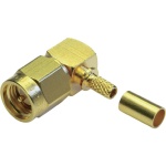 SMA wtyk zagniatany kątowy na kabel RG58/LL195, złocony (J01150A0091)