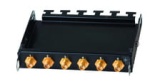 Moduł serii HD³ ,wysokości 0,5HU uzbrojony w 6 adapterów BNC f-f  75 Ω 