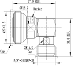 Adapter kątowy  7-16 gniazdo - N gniazdo