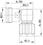 Adapter kątowy  4.3-10 gniazdo - N wtyk