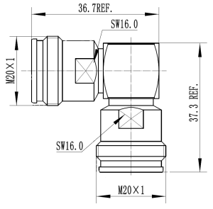 Adapter kątowy  4.3-10 gniazdo - 4.3-10 gniazdo 