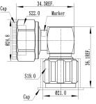 Adapter kątowy  4.3-10 wtyk - N wtyk