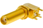 SMA gniazdo panelowe kątowe do płytki PCB, (gr. panela 12 mm) złocone   (J01151A0921)