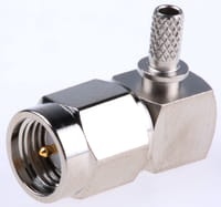 SMA wtyk zagniatany kątowy na kabel RG142/223/400, niklowany (J01150A0089)