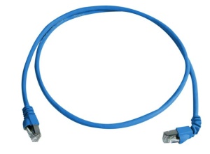 Patchcord ekranowany RJ45/RJ45 90°  S/FTP kat. 6A  , długość 3 m, AWG 27/7 izolacja LS0H niebieski (L00002A0177)