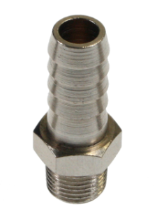 Wlot gazu z gwintem M1x1,5 do mocowania rurki  butylowej 6x3 mm( 1/4") 